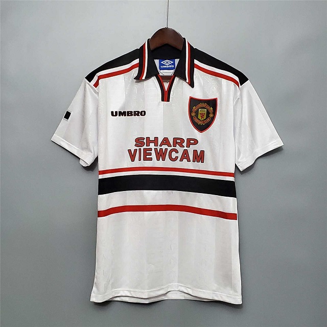AAA Quality Manchester Utd 97/99 Away White Soccer Jersey